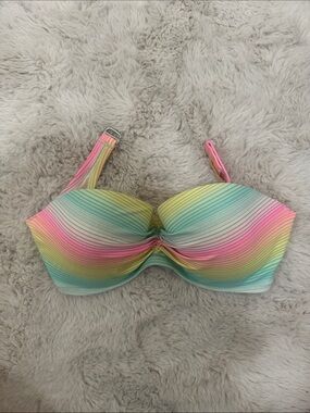 Victoria's Secret Pastel Rainbow Ribbed Bandeau Top - Pink, Yellow, Green, Blue
